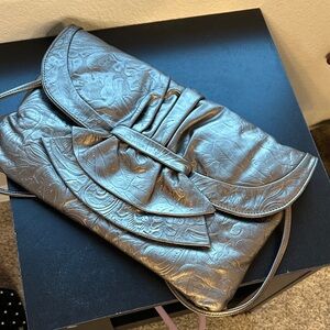 Elegant Silver Embossed‎ Clutch